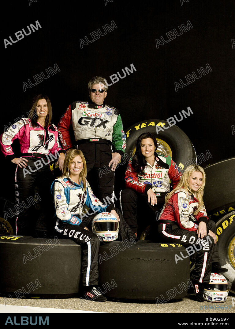 ASHLEY FORCE, BRITTANY FORCE, COURTNEY FORCE, JOHN FORCE and LAURIE FORCE  in DRIVING FORCE, 2006 (DRIVING FORCE-TV). Copyright SCHMAGUULI LLC. -  Album alb902697