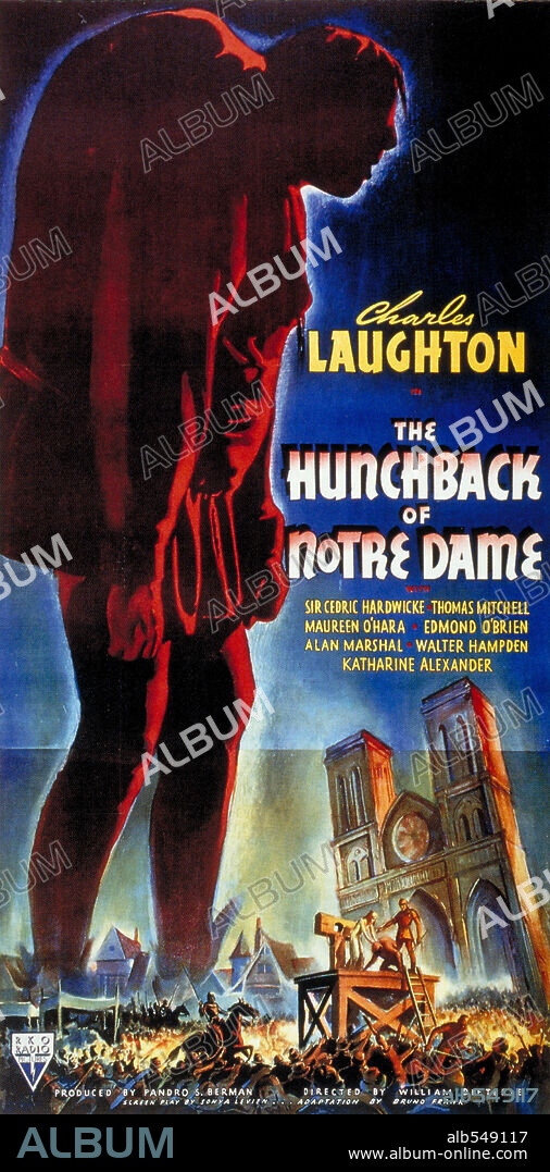 Poster of THE HUNCHBACK OF NOTRE DAME, 1939, directed by WILHELM DIETERLE. Copyright RKO.