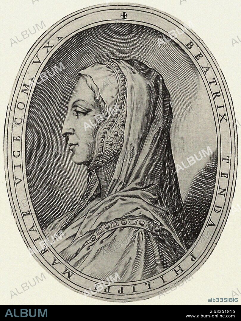 ANTONIO CAMPI. Portrait of Beatrice di Tenda. Illustration for