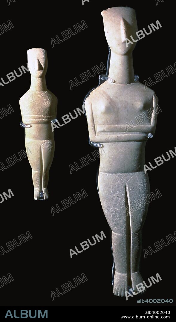 Cycladic figures 62 and 64, from the British Museum's collection, 25th century BC.