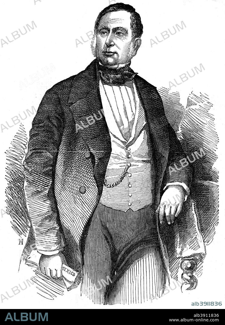 Mariano Arista, Mexican general and politician, 1853. Arista (1802-1855) was president of Mexico from 1851 to 1853. An engraving from the Illustrated London News, (3 December 1853).