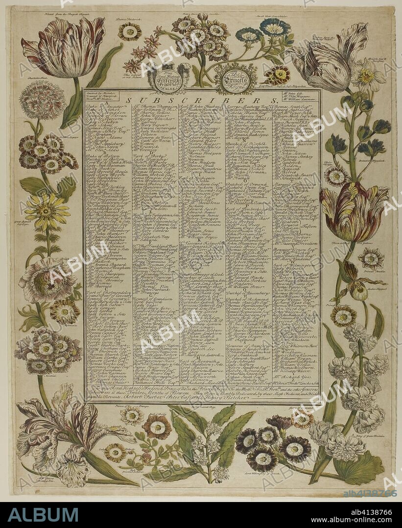 Title Page, from Twelve Months of Flowers. Henry Fletcher (English, 1710-1750); after Peter Casteels III (Flemish, 1684-1749). Date: 1720-1750. Dimensions: 575 × 455 mm (image); 595 × 465 mm (sheet). Hand-colored etching on paper. Origin: England.