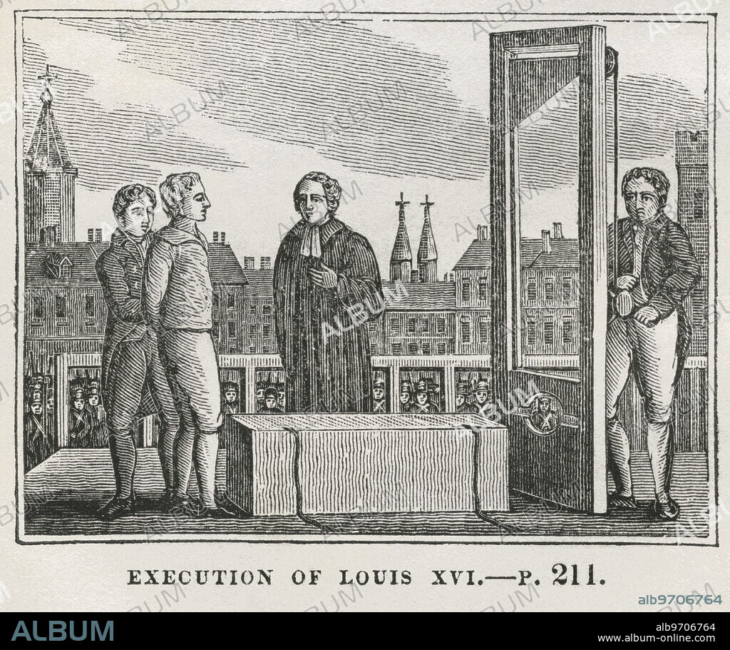 Execution of Louis XVI, Illustration from the Book, Historical Cabinet, L.H. Young Publisher, New Haven, 1834.