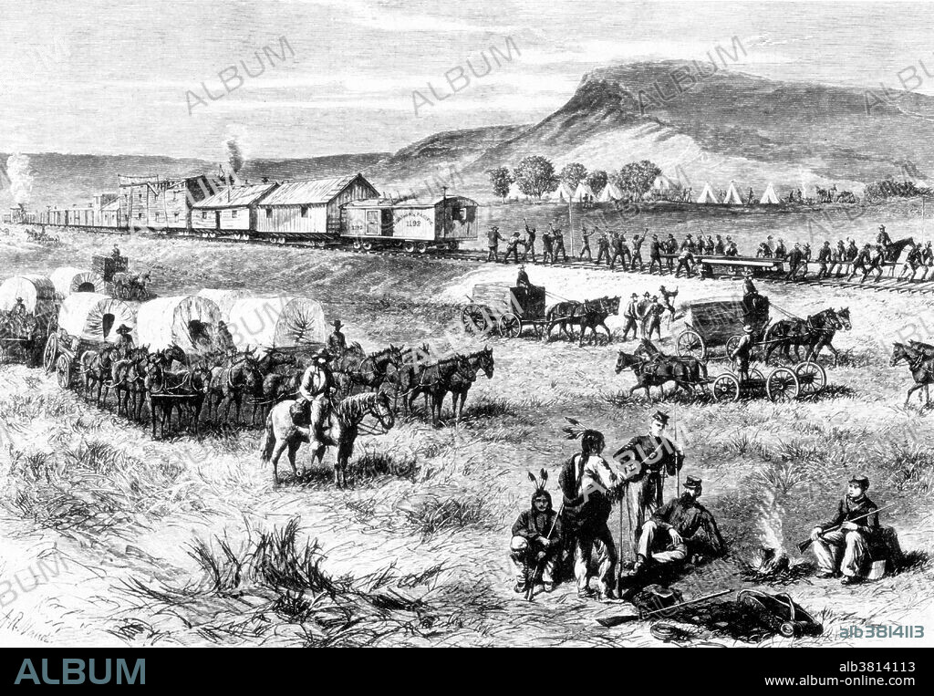 The Northern Pacific Railway was a transcontinental railroad that operated across the northern tier of the western United States from Minnesota to the Pacific Coast. It was approved by Congress in 1864 and given nearly 40 million acres of land grants, which it used to raise money in Europe for construction. Construction began in 1870 and the main line opened all the way from the Great Lakes to the Pacific when former president Ulysses S. Grant drove in the final "golden spike" in western Montana on September 8, 1883. The railroad had about 6800 miles of track and served a large area, including extensive trackage in the states of Idaho, Minnesota, Montana, North Dakota, Oregon, Washington and Wisconsin. The main activities were shipping wheat and other farm products, cattle, timber and minerals; bringing in consumer goods, transporting passengers; and selling land. It had a tumultuous financial history, and in 1970 it merged with other lines to form the Burlington Northern Railroad.