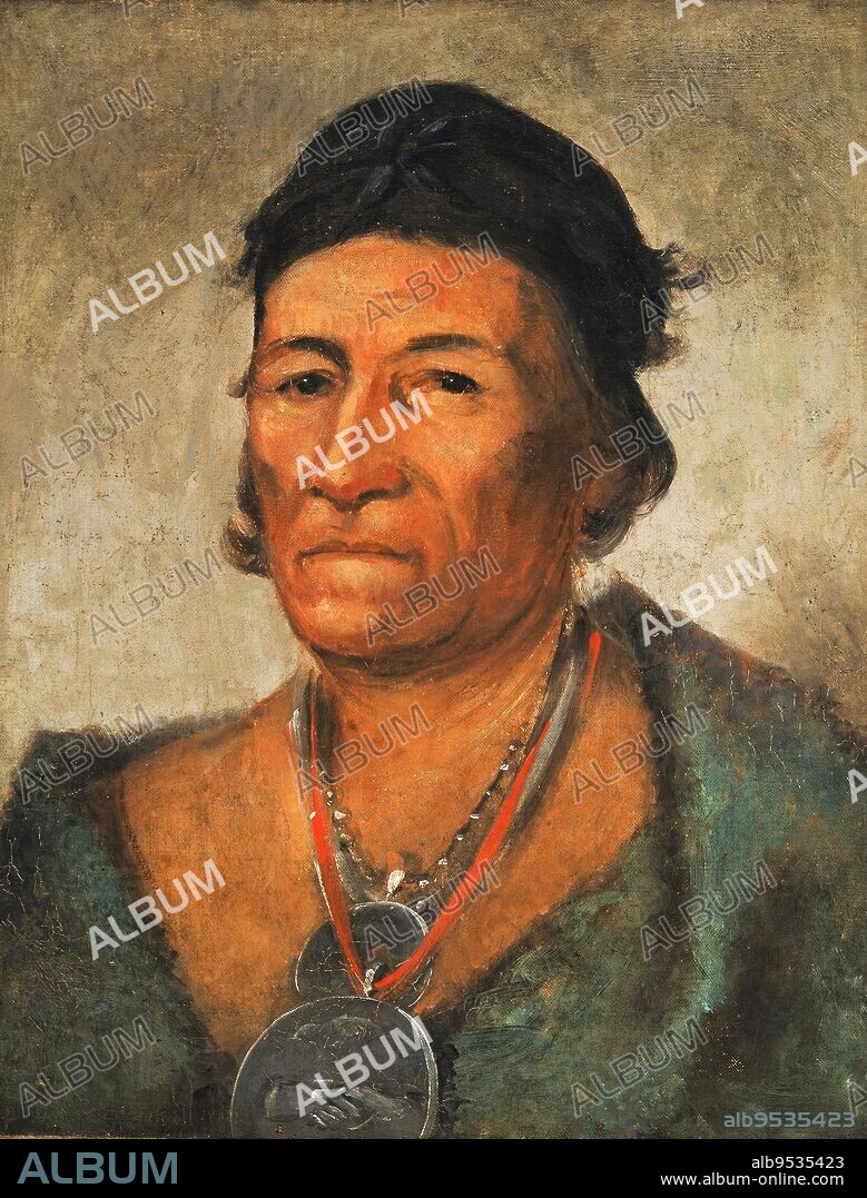 GEORGE CATLIN. Ko-mán-i-kin, Big Wave, an Old and Distinguished Chief. oil on canvas. Date: 1831.