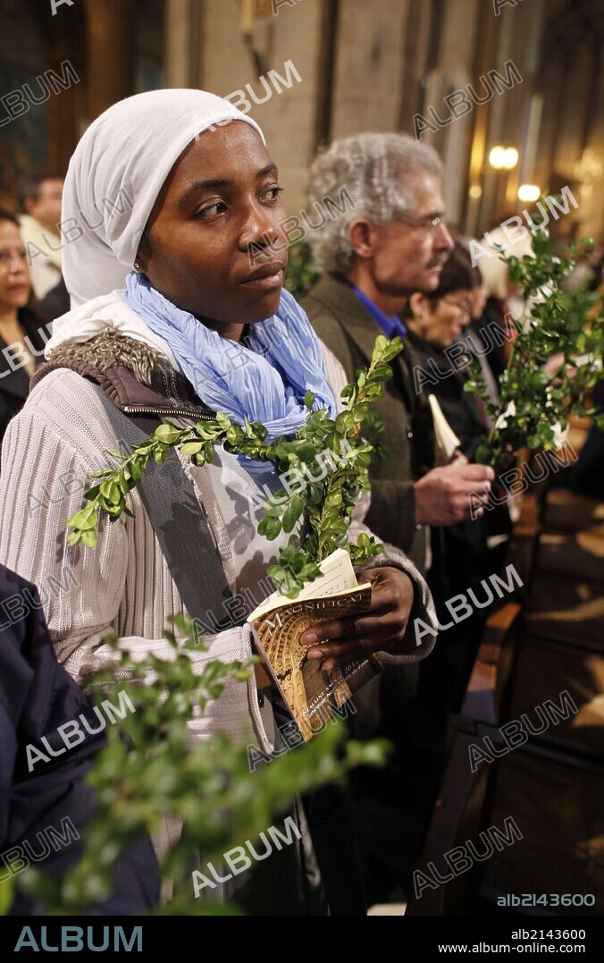 Palm sunday mass at Notre Dame Cathedral, Paris.