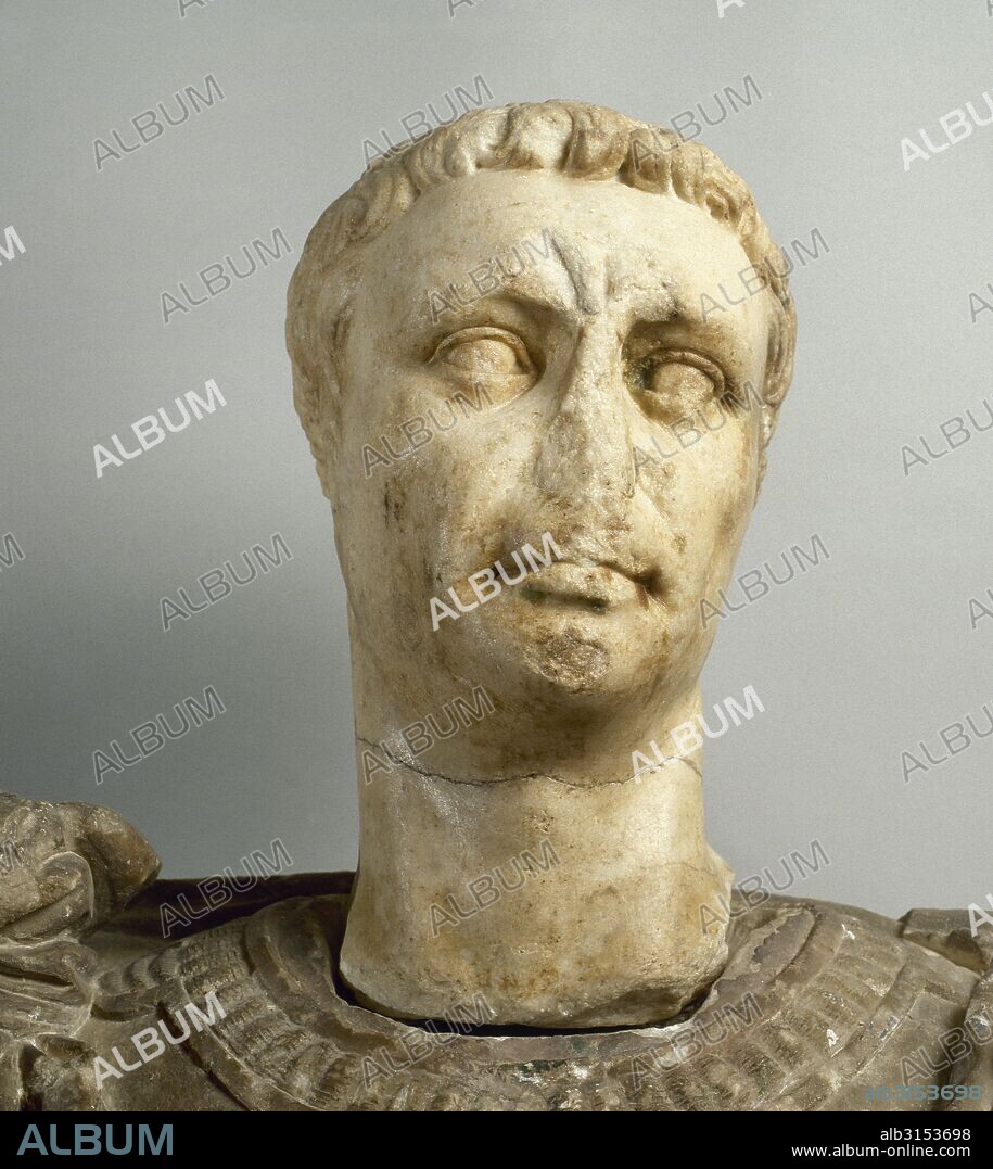 CLAUDIO I, Tiberio Claudio César Augusto Germánico (Lyon,10-Roma,54). Emperador romano de la dinastía Julio-Claudia (41-54). Busto del emperador procedente de la antigua ciudad romana de Bílbilis (Calatayud, provincia de Zaragoza). Museo de Zaragoza. Aragón. España.