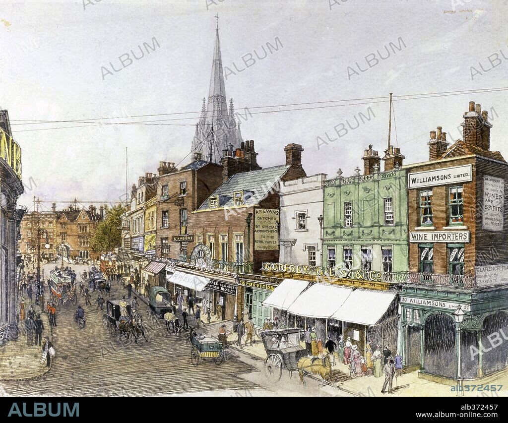 View of Kensington High Street , 1898 by Walker, engraving.