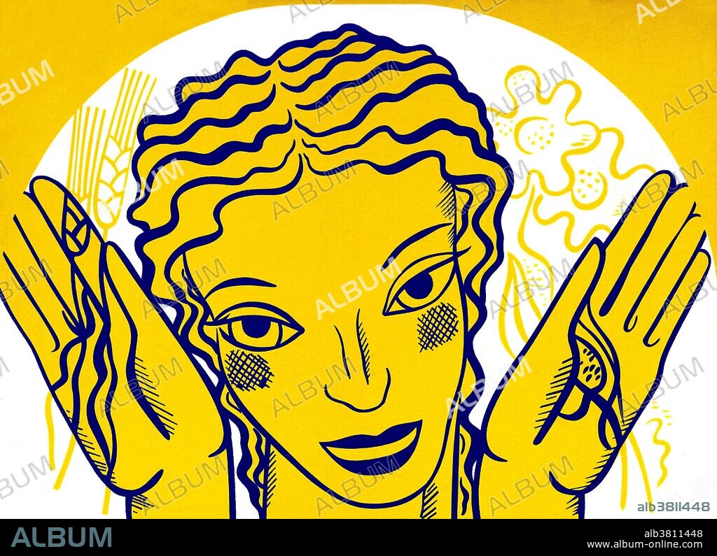 WPA poster design on yellow background showing the head and hands of a woman holding flowers and wheat. The Federal Art Project (FAP) was the visual arts arm of the Great Depression era New Deal Works Progress Administration Federal Project Number One program in the United States. Funded under the Emergency Relief Appropriation Act of 1935, it operated from August 29, 1935, until June 30, 1943. Reputed to have created more than 200,000 separate works, FAP artists created posters, murals and paintings. Some works still stand among the most-significant pieces of public art in the country. The FAP's primary goals were to employ out-of-work artists and to provide art for non-federal government buildings. The program made no distinction between representational and nonrepresentational art. As a result, the program supported such iconic artists as Jackson Pollock before their work could earn them income. Created by the New York State WPA Art Program, dated May 14 1941.