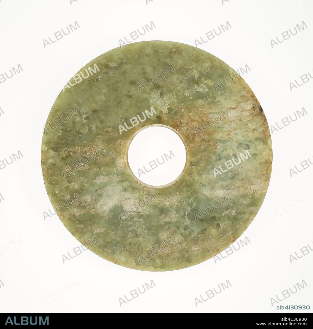 Disc (bi). China. Date: 3000 BC-2000 BC. Dimensions: Diam. 18.7 cm (7 3/8 in.); thickness 1.9 cm (3/4 in.). Jade. Origin: China.