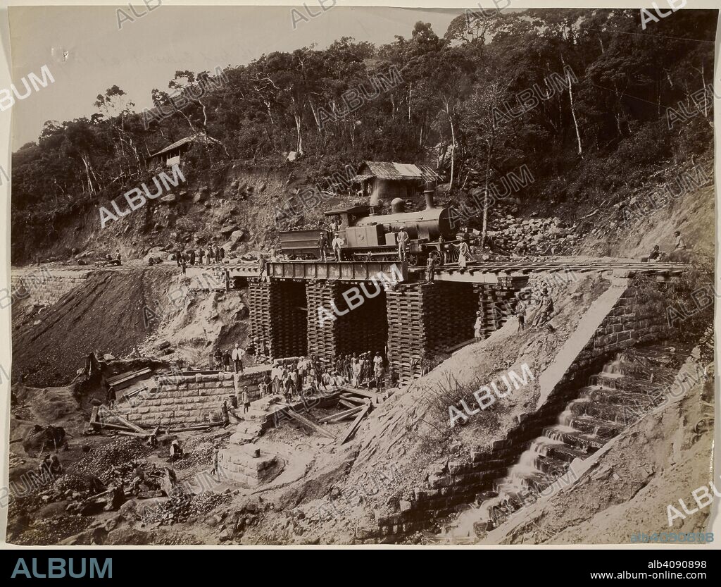 WILLIAM LOUIS HENRY SKEEN & CO. Temporary bridge and culvert on the Haputale Railway, Ceylon [Sri Lanka]. June 1893. June 1893. Albumen print. Source: Photo 1178.(1).