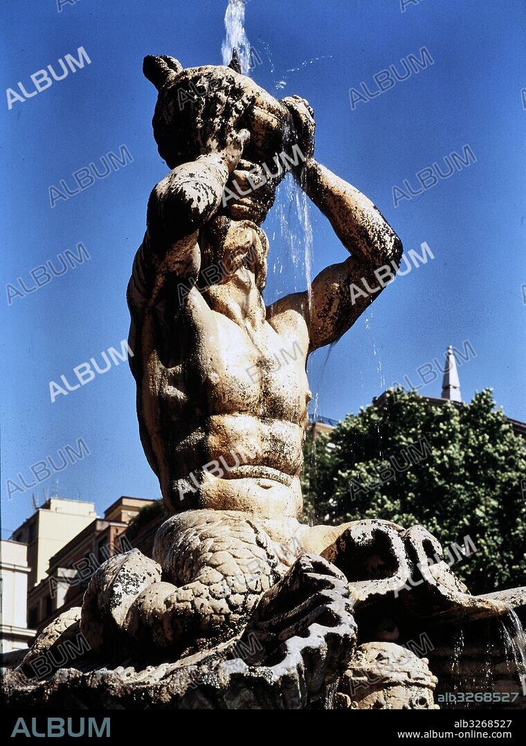 GIAN LORENZO BERNINI. Detalle del Tritón en la Fuente del mismo nombre. Plaza Barberini, Roma.