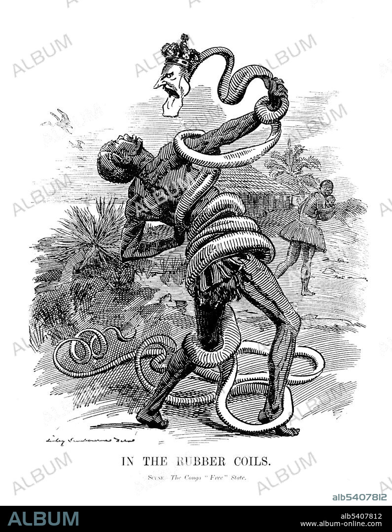 A 1906 Punch cartoon depicting Leopold II as a rubber snake entangling a Congolese rubber collector. Leopold II (April 9, 1835 - December 17, 1909) was King of the Belgians from 1865 to 1909. Leopold became the founder and sole owner of the Congo Free State, a private project undertaken on his own behalf. He used explorer Henry Morton Stanley to help him lay claim to the Congo, the present-day Democratic Republic of the Congo. He ran the Congo using the mercenary Force Publique for his personal enrichment. He used great sums of the money from this exploitation for public and private construction projects in Belgium during this period. Leopold extracted a fortune from the Congo, initially by the collection of ivory, and after a rise in the price of rubber in the 1890s, by forced labor from the native population to harvest and process rubber. Under his regime millions of the Congolese people died. Reports of deaths and abuse led to a major international scandal, leading the Belgian government to force Leopold to relinquish control of the colony to Belgian civil administration in 1908.