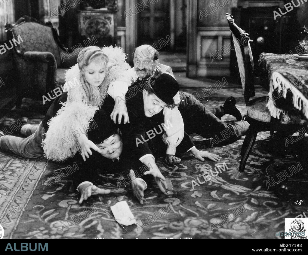 JAMES FINLAYSON, OLIVER HARDY, SHARON LYN and STAN LAUREL in WAY OUT WEST, 1937, directed by JAMES W. HORNE. Copyright STAN LAUREL PRODS/HAL ROACH/M.G.M.