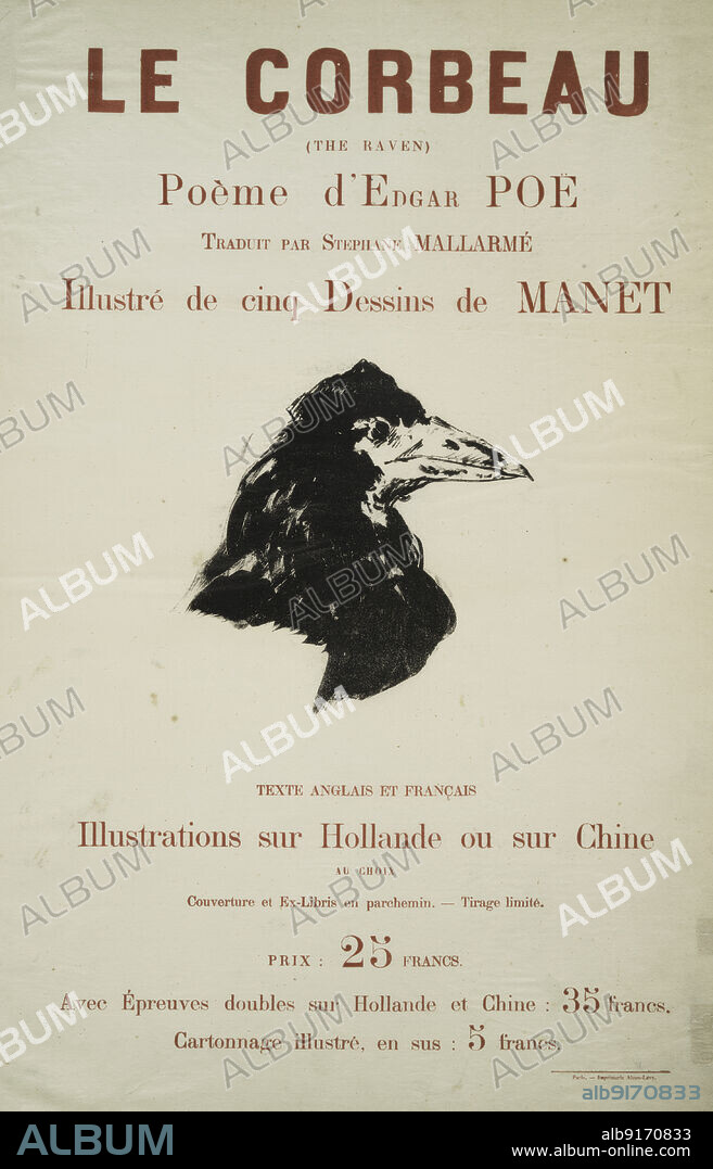 DIT STEPHANE ETIENNE MALLARME. Le corbeau..., c1875. [Publisher: Richard Lesclide; Place: Paris]  Additional Title(s): Poster.