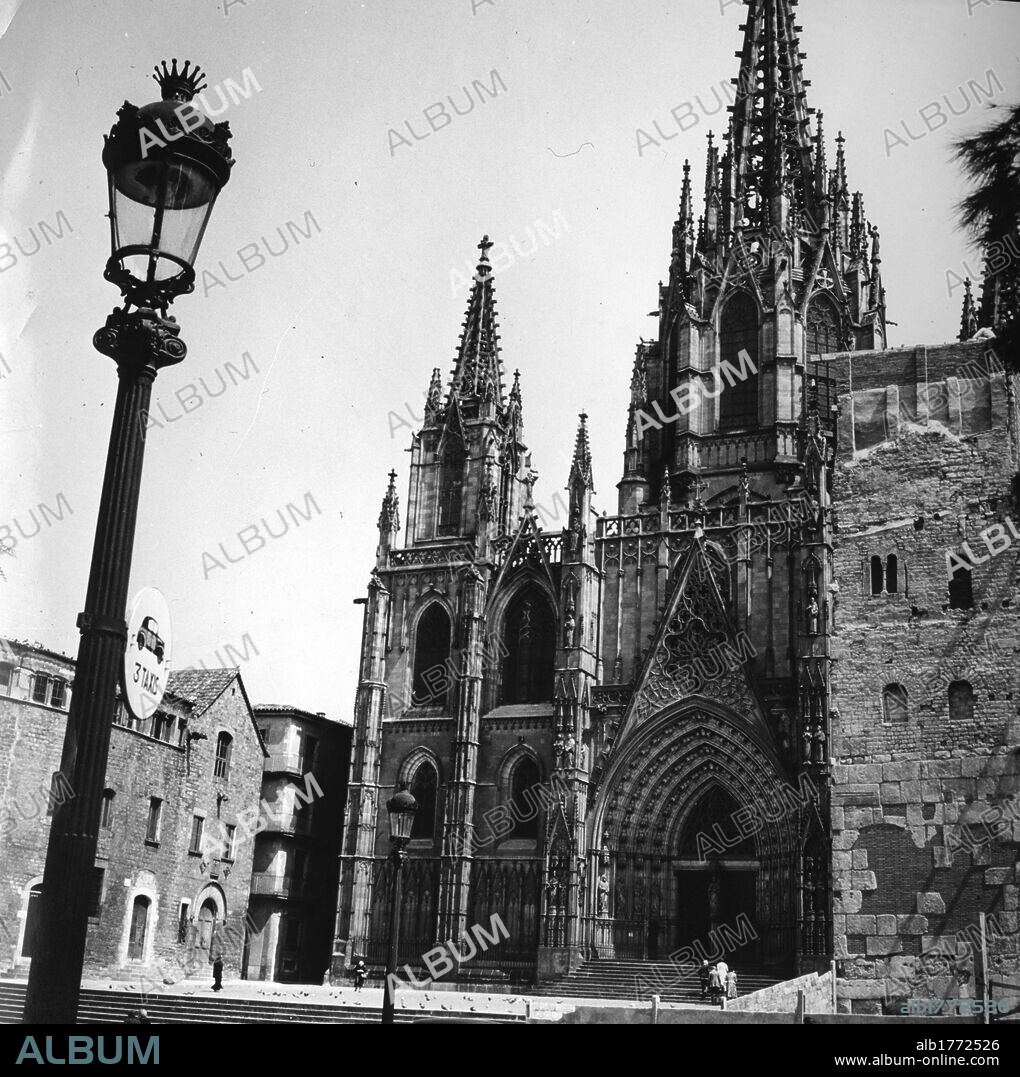 The Sagrada Familia of Barcelona. The facade of the Sagrada Familia of Barcelona. Barcelona, July 1957.