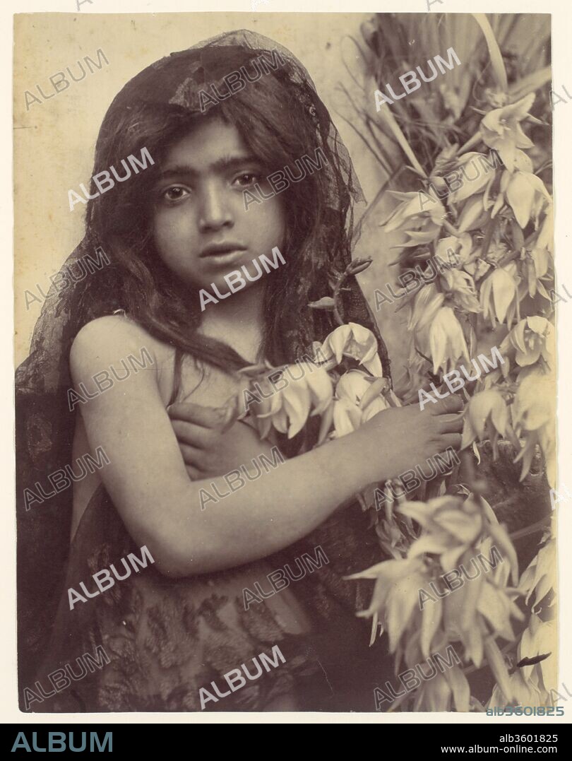 [Young Girl with Flowers, Sicily, Italy]. Artist: Wilhelm von Gloeden (Italian, born Germany, 1886-1931). Dimensions: 21.9 x 16.9 cm. (8  5/8  x 6  5/8  in.). Date: 1903.