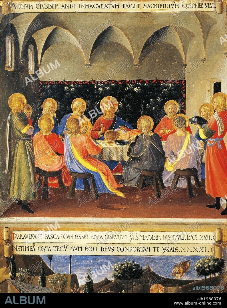 Inset depicting the Last Supper, panel from the Armadio degli Argenti (Silver Chest) with the life of Jesus, 1451-1453, by Giovanni da Fiesole known as Fra Angelico (1400-ca 1455), tempera on wood.