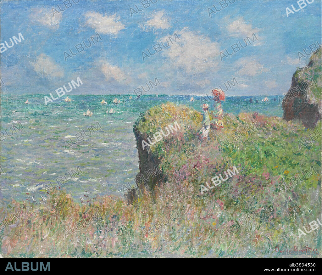 CLAUDE MONET. Cliff Walk at Pourville. Date/Period: 1882. Painting. Oil ...