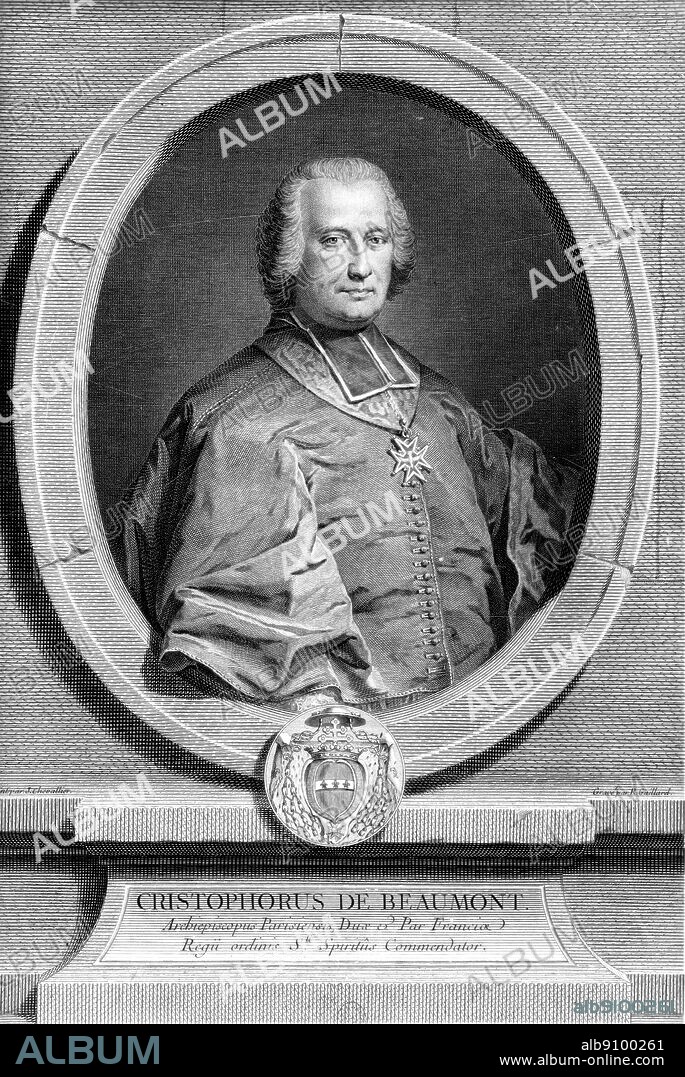 Christophe de Beaumont Archbishop of Paris engraving by R