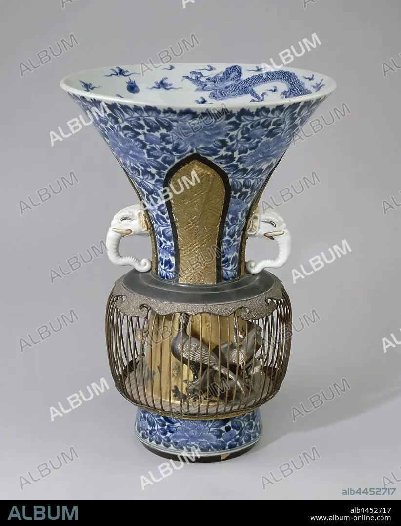 Vase-japanese Glazed Porcelain Vase With Floral and Pheasant Motifs 