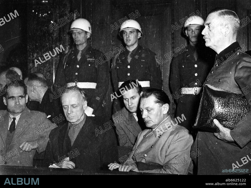 Main defendants at the Nuremberg Trials (front from left): Rudolf Hess, Joachim von Ribbentrop, Hermann Göring, Wilhelm Keitel.

Photo: Yevgeny Khaldei. 1946