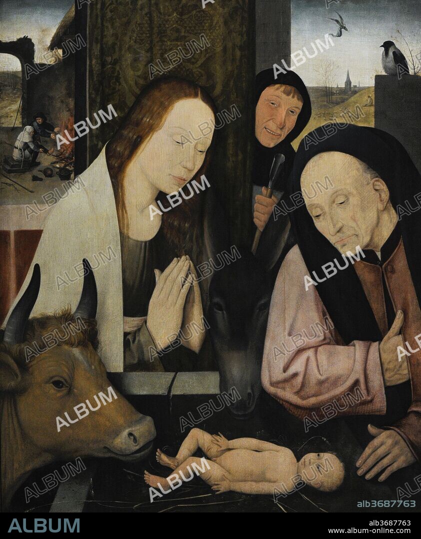 after Hieronymus Bosch 2nd half of 16th century . The Nativity of