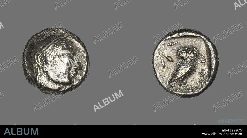 ANCIENT GREEK. Tetradrachm (Coin) Depicting the Goddess Athena. Greek, minted in Athens. Date: 530 BC-490 BC. Dimensions: Diam. 2.3 cm; 17.34 g. Silver. Origin: Greater Athens.