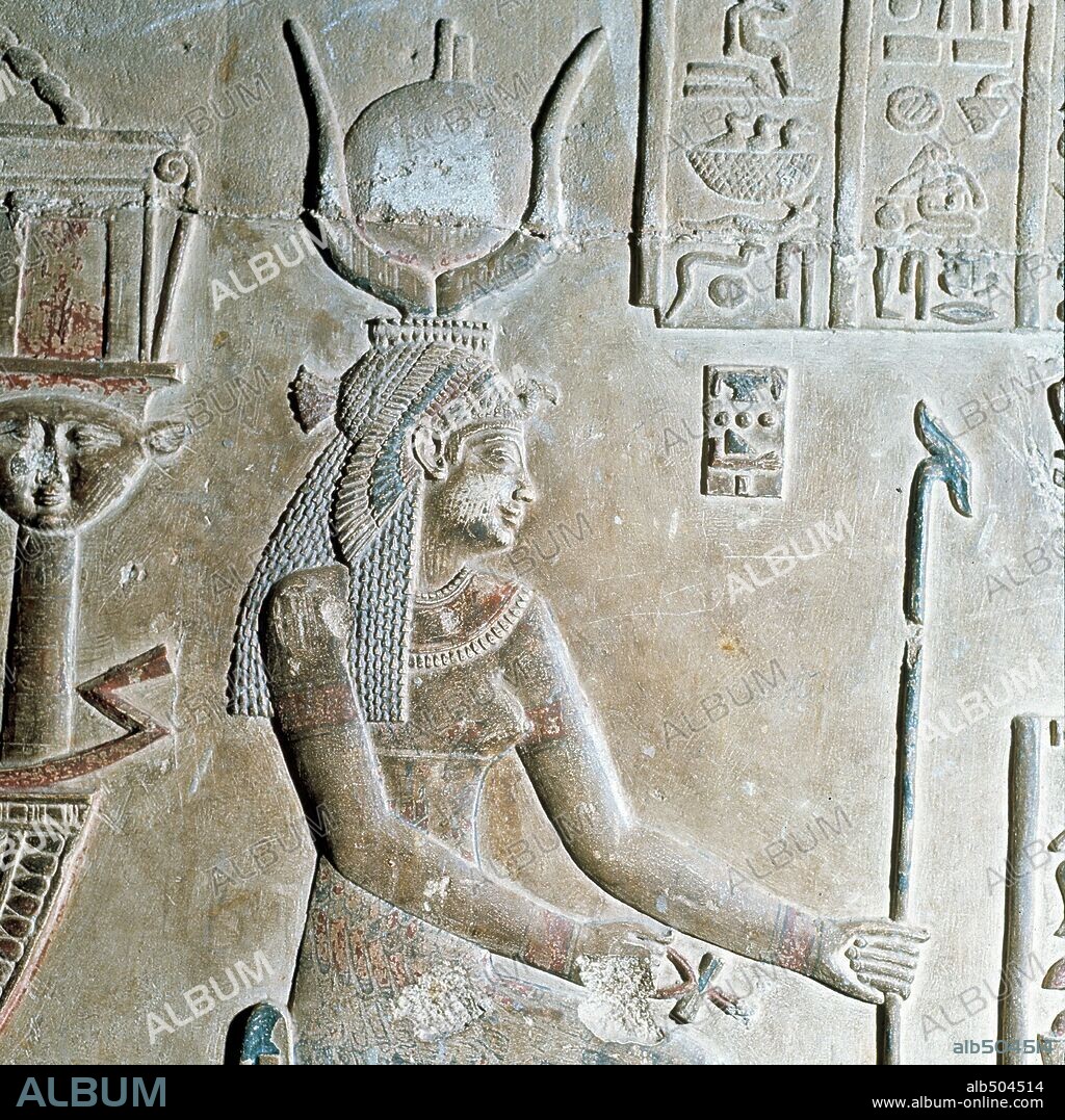 Relief of Cleopatra VII from Temple of Hathor Dendera Egypt Ptolemaic.