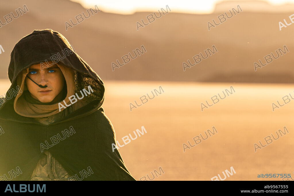 TIMOTHEE CHALAMET in DUNE: PART TWO, 2023, directed by DENIS VILLENEUVE. Copyright Legendary Pictures / Warner Bros. / Villeneuve Films.