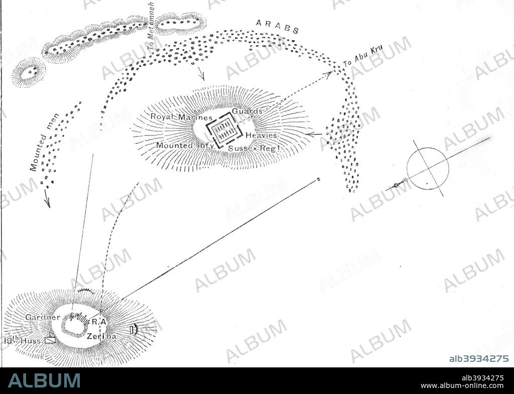 'Plan of the Battle of Abu Kru, (January 19, 1885)', c1885. Episode of the Mahdist War (1881-1899). From British Battles on Land and Sea, Vol. IV, by James Grant. [Cassell Petter & Galpin, London, Paris & Melbourne, c1880].