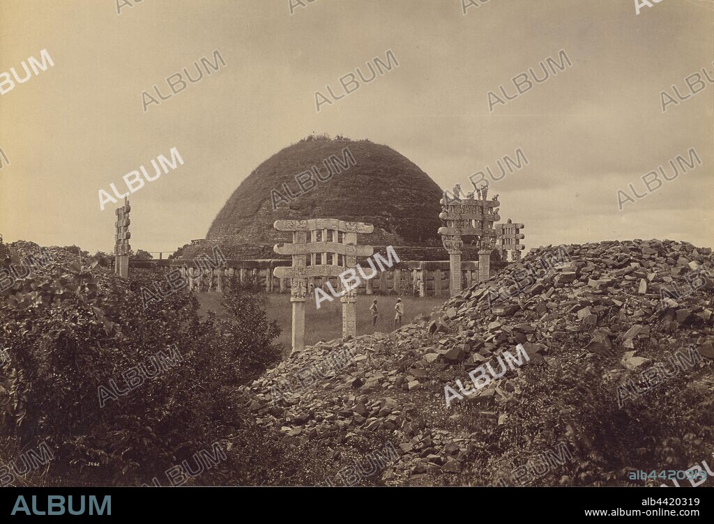 General View of Sanchi Tope, Bhopal District, Lala Deen Dayal (Indian, 1844 - 1905), Sanchi, India, 1885–1887, Albumen silver print, 18.1 × 26.2 cm (7 1/8 × 10 5/16 in.).