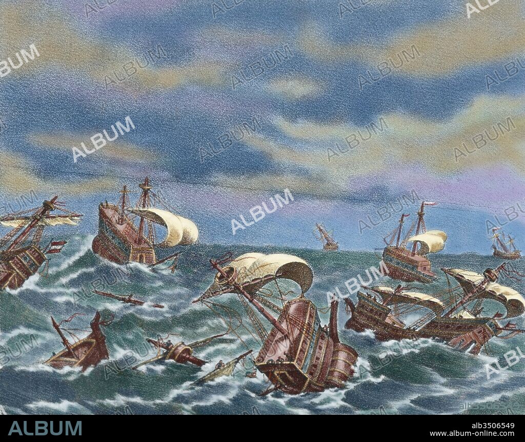 Spanish Armada. Spanish fleet sent by Spanish king Philip II 1527