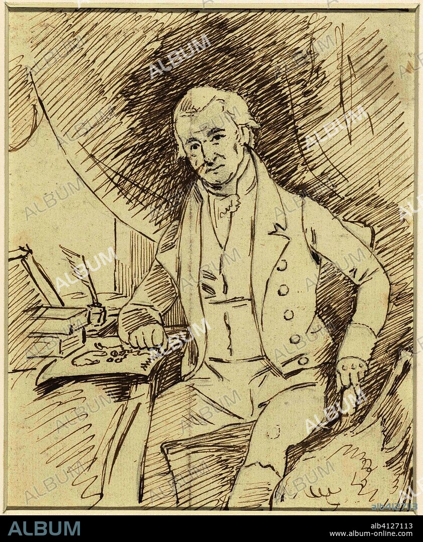 Portrait of the physicist Martinus van Marum, sitting at a writing table. Draughtsman: anonymous. Dating: c. 1812 - c. 1813. Measurements: h 183 mm × w 148 mm.