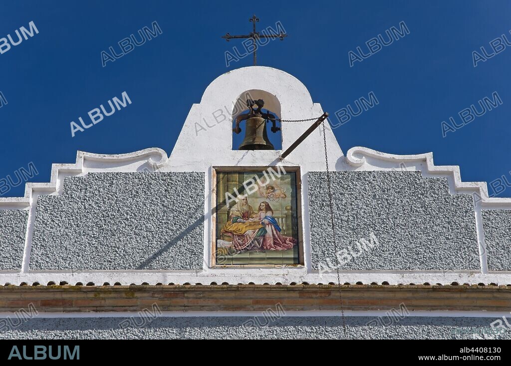 Monastery of Santa Ana - bell gable, Alosno, Huelva province, Region of Andalusia, Spain, Europe.