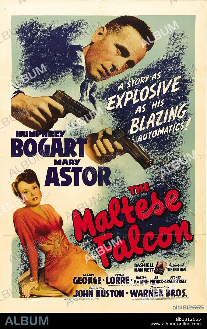 Poster of THE MALTESE FALCON, 1941, directed by JOHN HUSTON. Copyright WARNER BROS/FIRST NATIONAL.