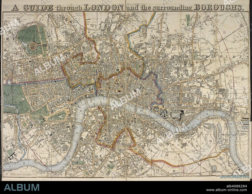 A map of London. A Guide through London and the surrounding Boroughs. ([With] A Guide to the streets and buildings ... Being a sequel to Russell's Map of London. By J. Gilberts). London : E. Grattan, 1836. Source: Maps 3480.(114.). Language: English.