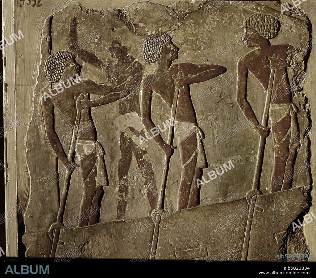 The Voyage to Punt: Sailors rowing. Coloured limestone relief in the temple of Queen Hatshepsut (Maat Ka-Re) (1495-1475 BCE), south side of the west terrace, Deir el-Bahri. 18th Dynasty (1554-1305 BCE), New Kingdom.