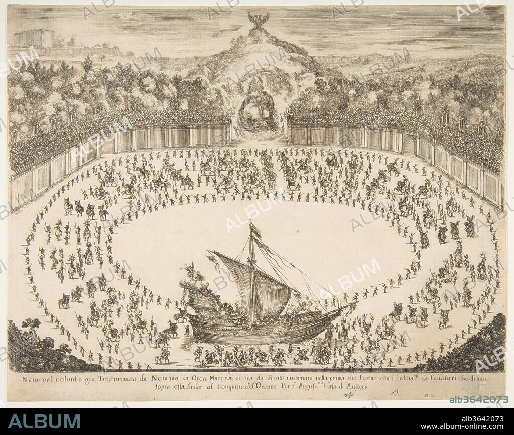 Parade float in the form of a ship, coat of arms of the Grand Duke of Modena at top. Artist: Stefano della Bella (Italian, Florence 1610-1664 Florence). Dimensions: Sheet: 9 5/16 × 11 5/8 in. (23.6 × 29.6 cm). Date: 1652.