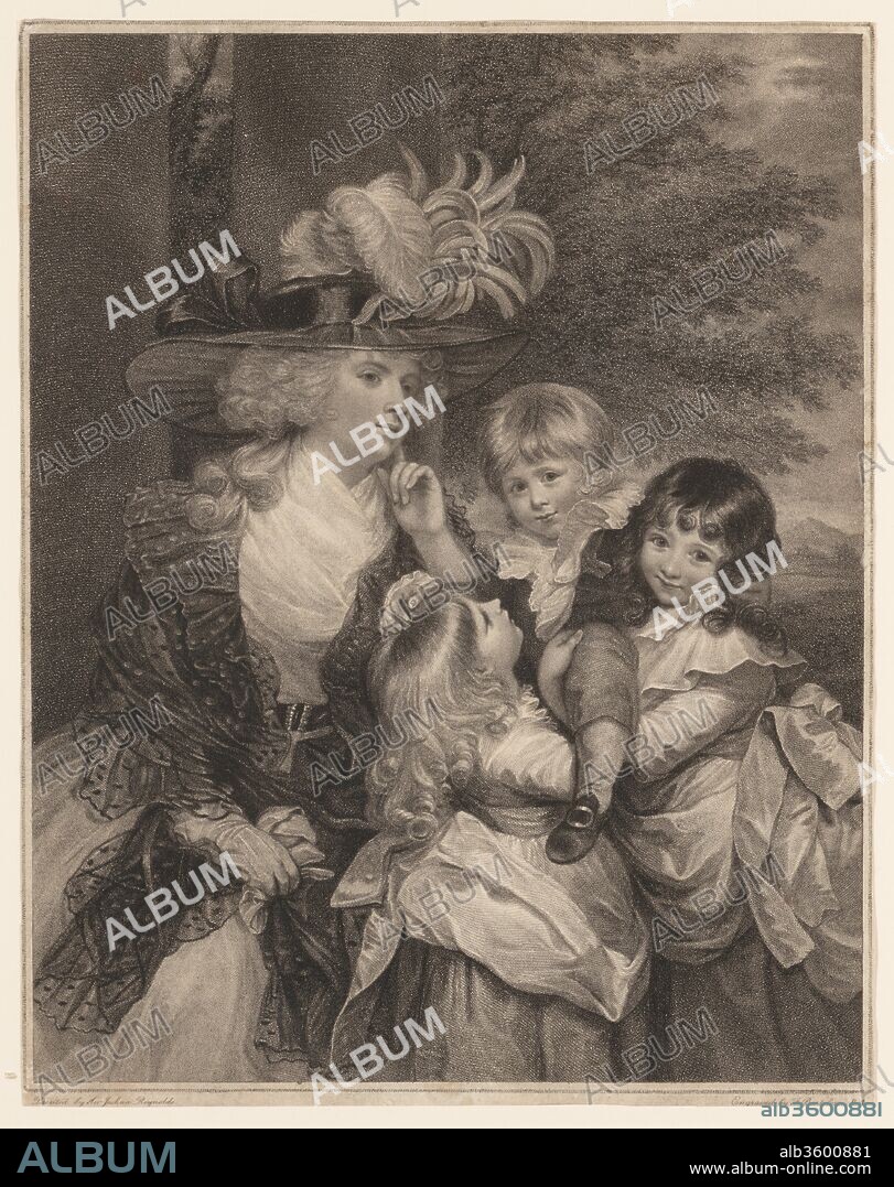 Lady Smith and her Children. Artist: After Sir Joshua Reynolds (British, Plympton 1723-1792 London); Francesco Bartolozzi (Italian, Florence 1728-1815 Lisbon). Dimensions: plate: 11 3/8 x 9 3/16 in. (28.9 x 23.3 cm). Sitter: Lady Charlotte Sophia Smith (British, died 1823). Date: March 15, 1789.