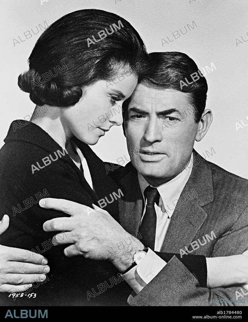 DIANE BAKER and GREGORY PECK in MIRAGE, 1965, directed by EDWARD DMYTRYK. Copyright UNIVERSAL INTERNATIONAL.