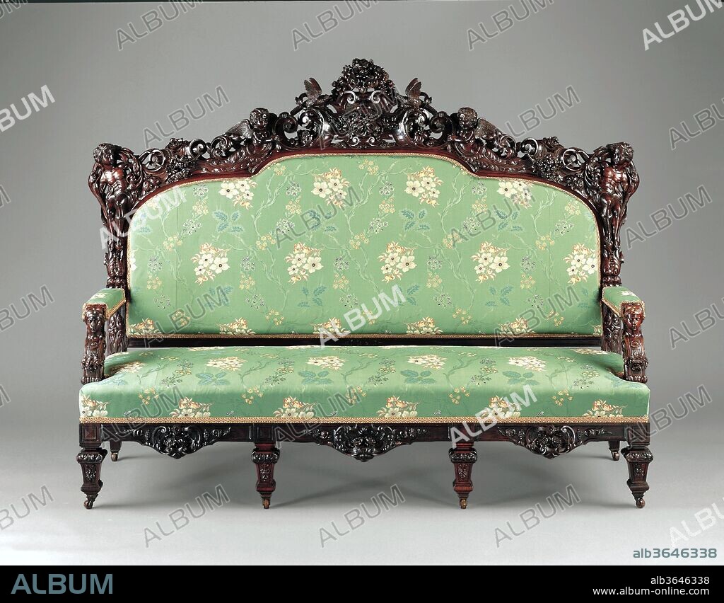 Sofa. Culture: American. Dimensions: 59 x 82 x 34 1/2 in. (149.9 x 208.3 x 87.6 cm). Maker: Julius Dessoir (1801-1884). Date: 1853.