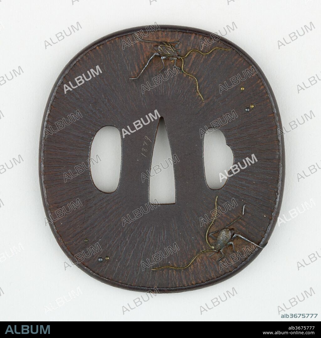 Sword Guard (Tsuba). Culture: Japanese. Dimensions: H. 2 15/16 in. (7.5 cm); W. 2 11/16 in. (6.8 cm); thickness 5/16 in. (0.8 cm); Wt. 3.9 oz. (110.6 g). Date: ca. 1615-1868.