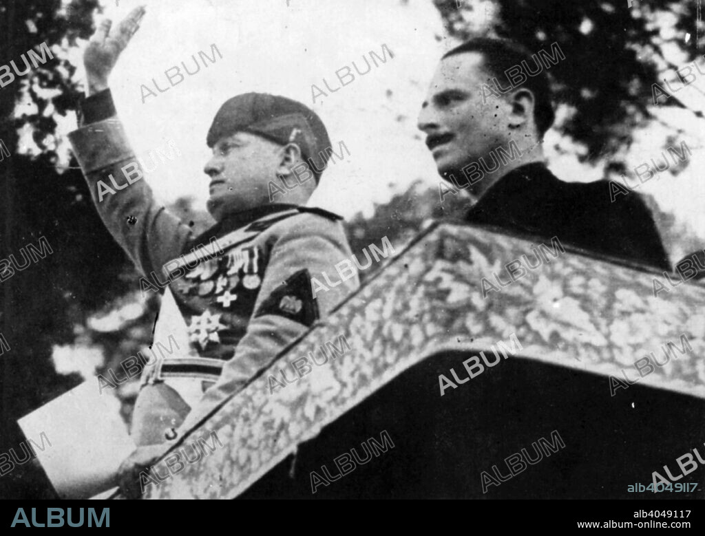 Sir Oswald Mosley with Benito Mussolini in Rome, 1933.