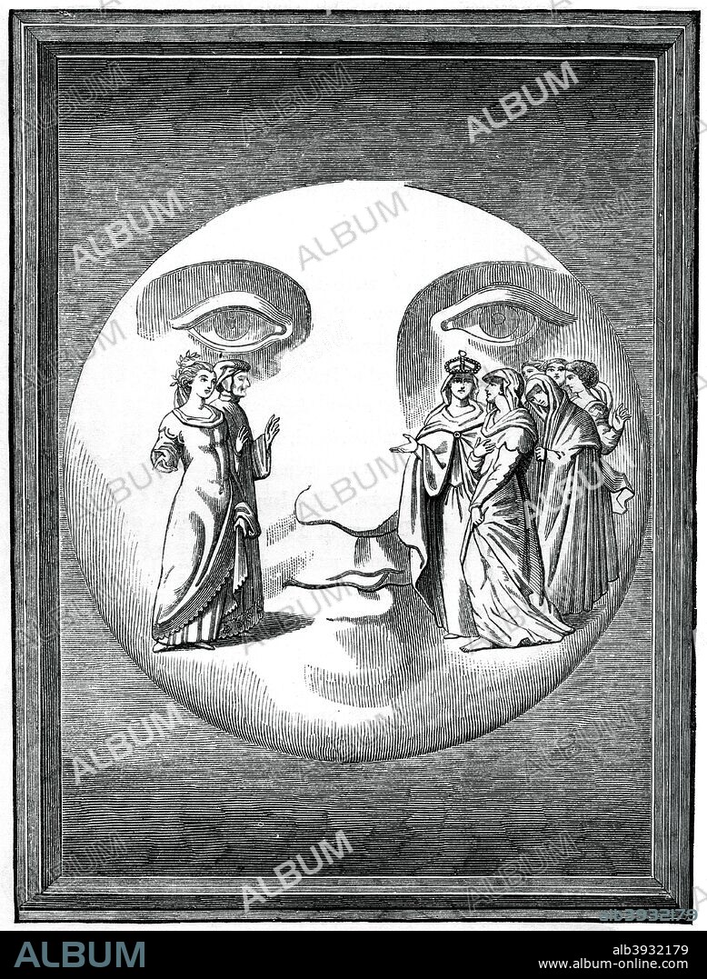 Dante and Beatrice transported to the moon 16th century 1870