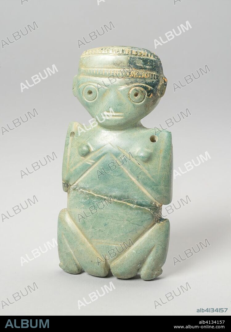 Squatting Female Figurine. Costa Rica. Date: 101 AD-600 AD. Dimensions: H. 11 cm (4 5/16 in.). Greenstone. Origin: Costa Rica.