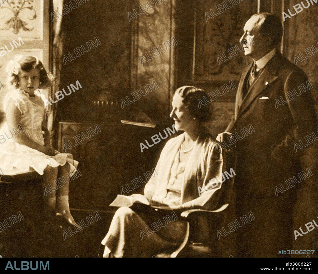 Guglielmo Marconi (1874-1937) with his second wife Maria Cristina Bezzi-Scali (1900-1994) and their daughter Elettra (born 1930) at home. Marconi was an Italian physicist, Nobel Laureate and developer of wireless telegraphy. Marconi came from a wealthy family, and was privately tutored. In 1894 he read about the radio waves of Hertz, and set about applying this theory to sending signals. Making his own instruments, Marconi managed to send messages in morse code over increasingly longer distances. He moved to England in 1898, by then sending signals over 20 miles. In 1901 he reached his crowning achievement, by sending a radio message across the Atlantic Ocean. For this he shared the 1909 Nobel Prize in Physics with Karl Ferdinand Braun, and was given the title Marchese by the Italian Government.