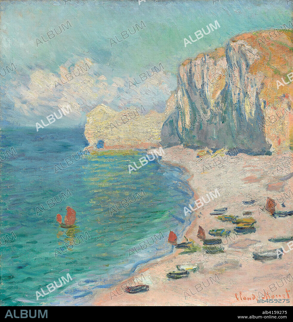 Étretat: The Beach and the Falaise d'Amont. Claude Monet; French