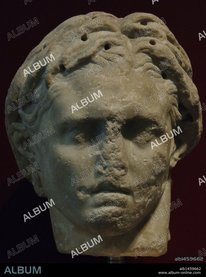 Alexander III the Great (-356-323). King of Macedonia (-336 to -323). Son of Philip II and Princess epirota Olympia. Bust from Tivoli. Greek marble from Paros. Dated in the 1st century B.C. Palazzo Massimo. National Roman Museum. Rome. Italy.