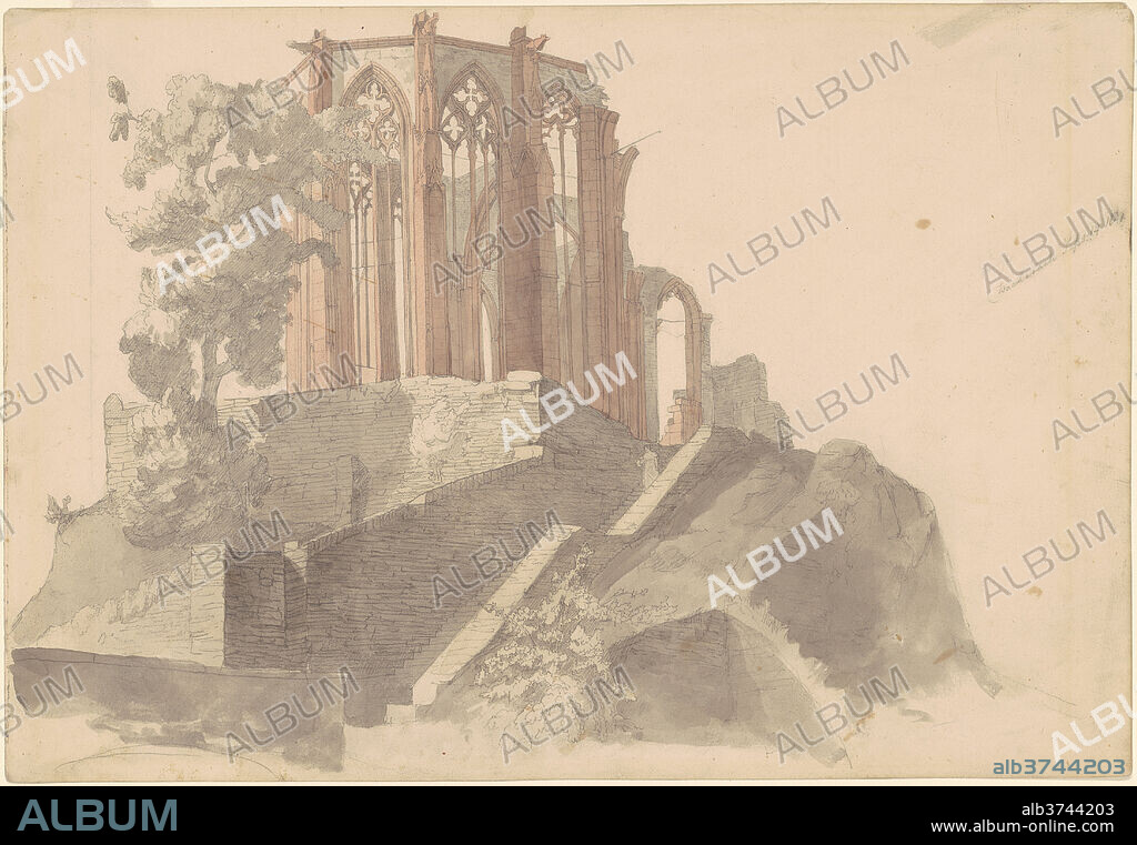 EMANUEL GOTTLIEB LEUTZE. Cathedral Ruins, Bacharach. Dated: 1841. Dimensions: sheet: 27.46 × 40.01 cm (10 13/16 × 15 3/4 in.). Medium: watercolor and graphite on wove paper.